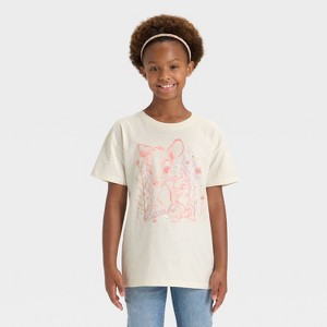 Girls' Bambi Boxy Short Sleeve Graphic T-Shirt - Cream - 1 of 4