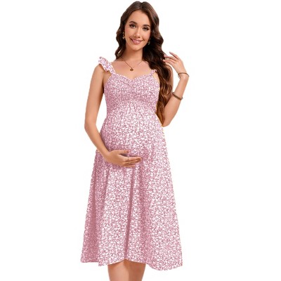Maternity Dress Women Floral Midi Corset Dress Boho Flowy Dresses
