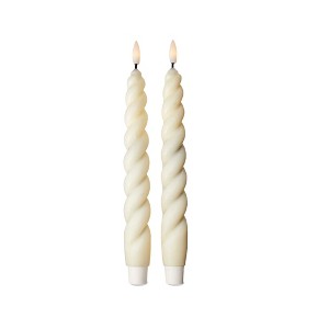 TAG Spiral LED Taper Candles Flameless Ivory Paraffin Wax 10 Inch Set of 2 Perfect for Everyday Use - 1 of 3