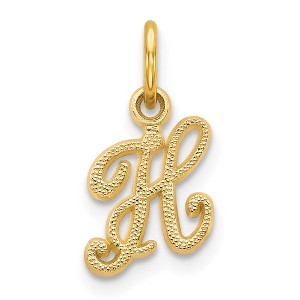 Black Bow Jewelry The Sadie 14k Yellow Gold Mini Satin Script Initial Charm, Letter H - 1 of 4