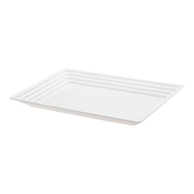 Smarty Had A Party 11" x 16" White Rectangular Plastic Serving Trays - 24 pcs
