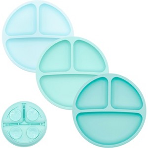 WeeSprout Suction Plates for Babies & Toddlers | 100% Silicone | Plates Stay Put with Suction Feature | Divided Design | 3 Pack - 1 of 4
