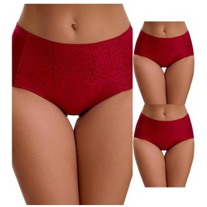 INSPIRE CHIC Women's Floral Lace Breathable Comfortable Mid Rise Underwear Briefs 3 Packs - 1 of 4