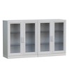 Spassway White/Walnut Storage Cabinet Floor Cabinets with See-Through Glass Doors and Shelves Shelving Unit for Organizing Living Room Kitchen - 4 of 4