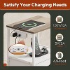 GALAXHERO Farmhouse End Table with Charging Station, Bedside Table with Open Shelf and Cabinet, Small Nightstand for Bedroom or Living Room - 3 of 4