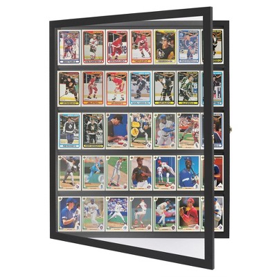 Americanflat Baseball Card Display Case with Polished Plexiglass - 24x31 Trading Card Display Frame Holds Up to 35 Cards - All-Star Collection - Black