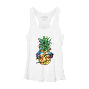 Women's Design By Humans Pineapple Christmas Tree Lights Xmas Men Gifts Sunglasses T-Shir By NekoShop Racerback Tank Top - 1 of 3