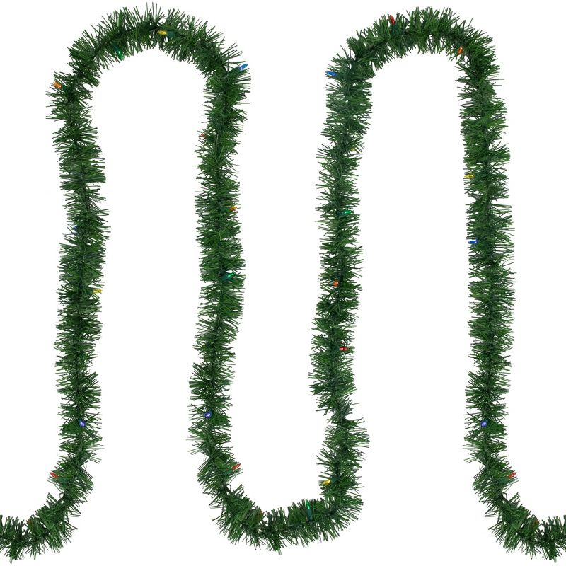 Northlight Pre-Lit LED Battery Operated Pine Artificial Christmas Garland - 18' - Multicolor Lights, 4 of 8