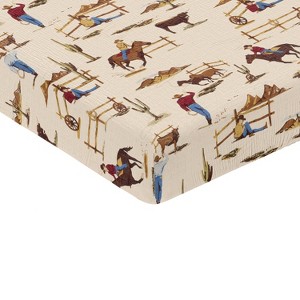Sweet Jojo Designs Baby Boy Fitted 100% Cotton Muslin Crib Sheet Wild West Cowboy Multicolor - 1 of 4