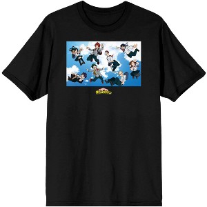 My Hero Academia Anime Characters Falling Mens Black Short Sleeve Graphic Tee - 1 of 3