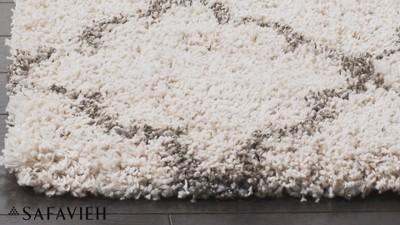 Navy and Ivory Geometric Shag Area Rug 4' x 6'