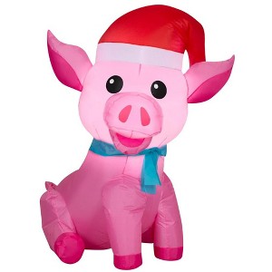 Holiday Living 3.5-ft Lighted Pig Christmas Inflatable - 1 of 4