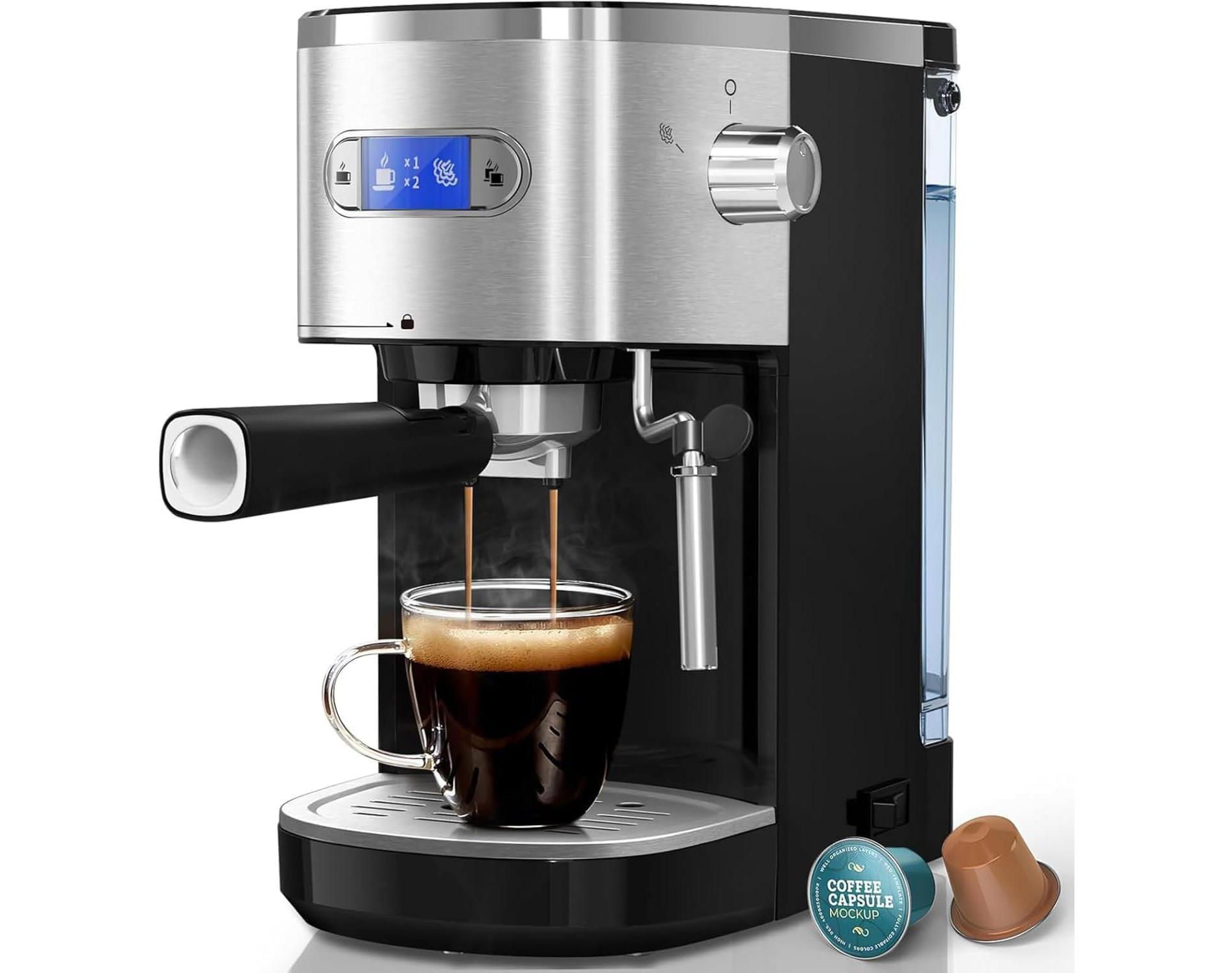 ZAFRO Espresso Machine 20 Bar, Semi-Automatic Professional Coffee Machine for Cappuccino & Latte with Milk Frother Steam Wand,LCD Display,Black