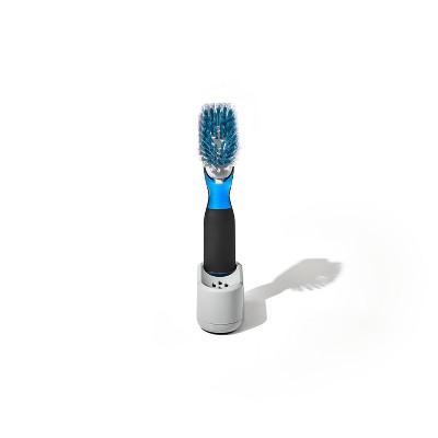 OXO Soap Dispensing Dish Brush Storage Set: Nylon Scrub Brush for Multi-Surface Cleaning, Black