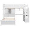 Whisen Twin over Twin Loft Bed with Built-in Desk and Staircase, With Storage Compartments and Shelves - 3 of 4