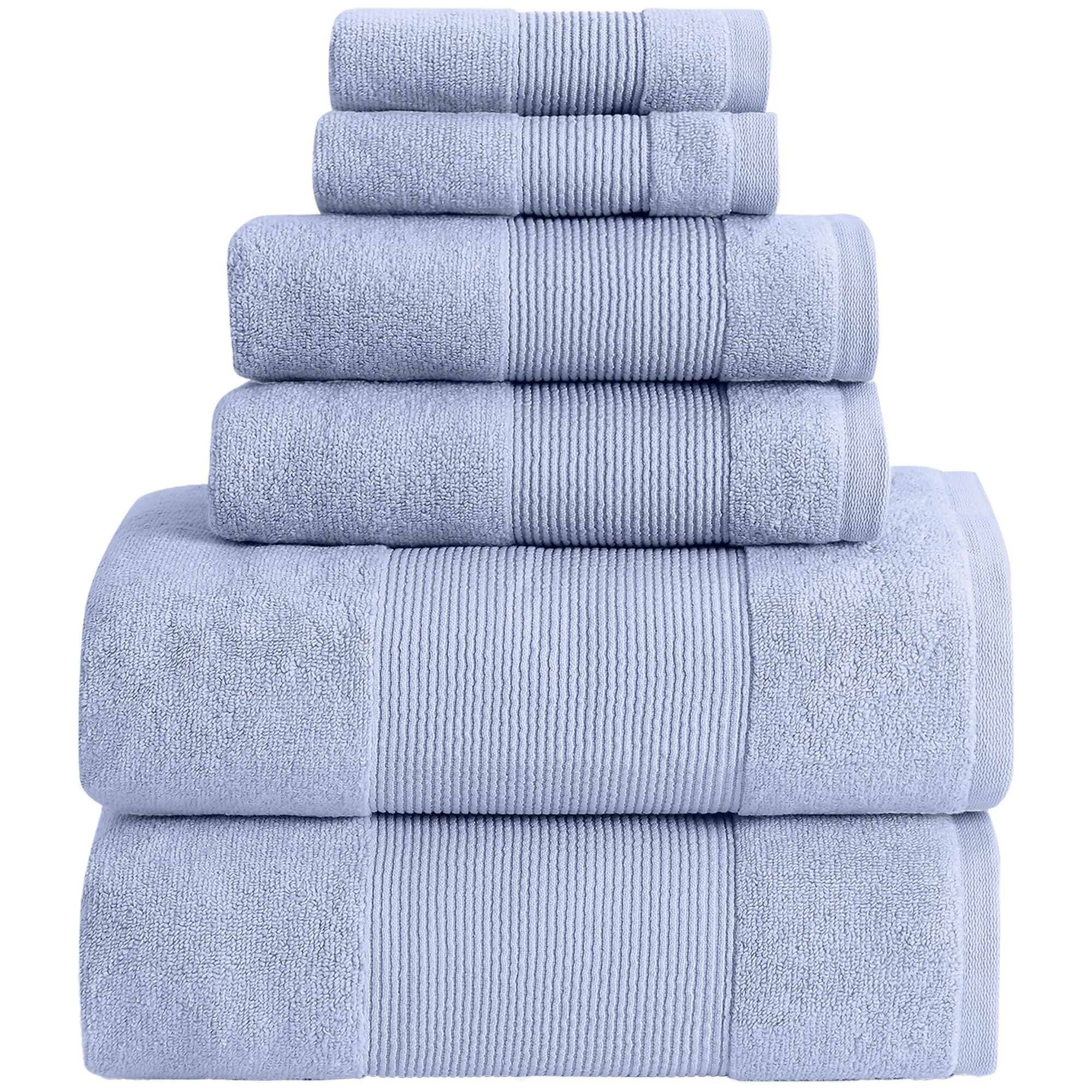 Modern Threads AirCloud 100% Cotton 6-Piece Towel Set, Wedgewood Blue