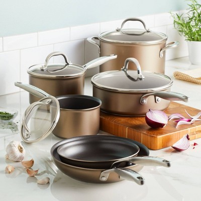 Bronze 10-Piece Nonstick Hard Anodized Cookware Set