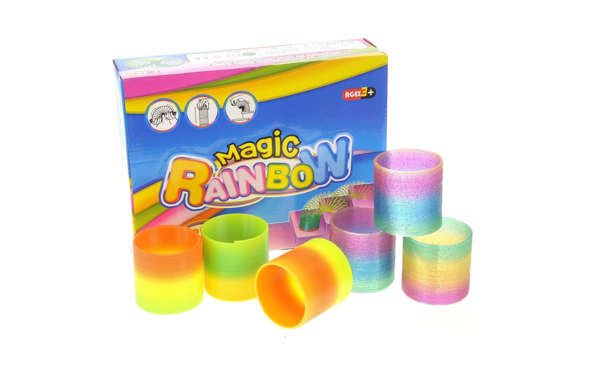 JuzToys 12 Pcs 2.5" Magic Rainbow Springs Assorted Colors