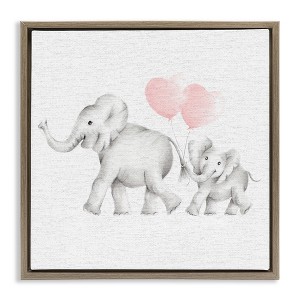 Stupell Industries Elephant Family with Pink Balloons, 25" x 25" - 1 of 4
