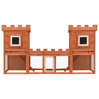vidaXL Rabbit Hutch Brown Pine wood Large Modular Rabbit Hutch