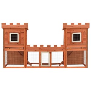 vidaXL Rabbit Hutch Brown Pine wood Large Modular Rabbit Hutch - 1 of 4