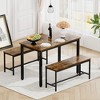 Dining Table Set 3 Piece Kitchen Dining Room Table Set With 2 Dining Benches Farmhouse 4-Person Rectangle Dinette For Kitchen Party Room Small Space - 3 of 4