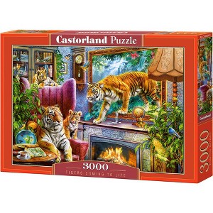 3000 Piece Jigsaw Puzzle, Tigers Coming to Life, Art. Puzzles, Animals on surrealistic scenery, Adult Puzzle, Castorland C-300556-2 - 1 of 4