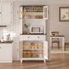 Coolmee Coffee Bar Cabinet, 72 inch Farmhouse Coffee Bar Table with Storage Drawers & 2 Glass Doors, Stand Cabinet for Kitchen, Dining - 4 of 4