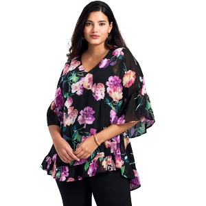 Avenue Women's Plus Size Harlow Frill Detail Blouse - 1 of 4