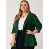 Agnes Orinda Women's Plus Size Notched Lapel Ruffle Peplum Ruched Buttons Outfits Blazers - 2 of 4