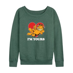 Women's - Garfield - Valentine's Day Lightweight French Terry Wide Neck Long Sleeve Shirt - 1 of 4