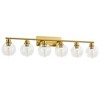 POWLIG 42.12" Gold Bathroom Vanity Light - Modern 6-Light Dimmable Fixture with Clear Glass Shades for Powder Room, Makeup Vanity - 3 of 4