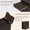 NicBex Classic Lift-Top Charging End Table with USB Ports, Sofa Side Table with Storage, Vintage Nightstand with Drawer, Cup Holders -Antique Espresso - 4 of 4
