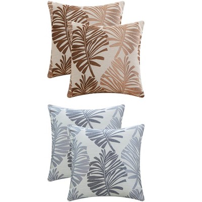 REGALWOVEN 4 Pcs Palm Leaf Pattern Decorative Throw Pillow Covers for Farmhouse Home Sofa Couch Bed