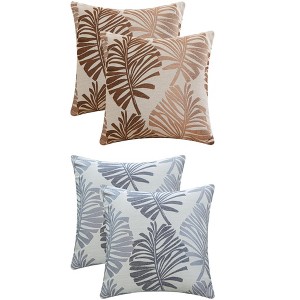 REGALWOVEN 4 Pcs Palm Leaf Pattern Decorative Throw Pillow Covers for Farmhouse Home Sofa Couch Bed - 1 of 4