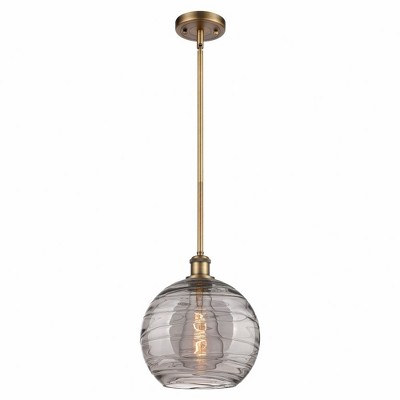 Athens Deco Swirl - 1 Light Stem Hung Mini Pendant In Industrial Style-13 Inches Tall and 10 Inches Wide