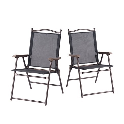 Giantex set of 4 patio folding sling chairs online steel camping deck garden pool backyard chairs