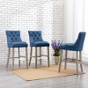 WestinTrends 29" Linen Tufted Buttons Upholstered Wingback Bar Stool (Set of 3) - 2 of 4