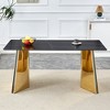 XIYUYEU Dining Table 63" Marble-Patterned Slab Table with Stainless Steel Butterfly Legs - 3 of 4