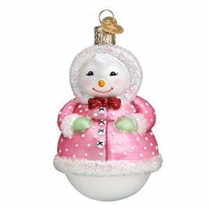 Old World Christmas Glass Blown Ornament for Christmas Tree, Pink Jolly Snowlady - 1 of 3