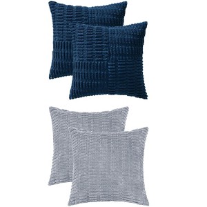 REGALWOVEN 4 Pcs Solid Corduroy Modern Throw Pillow Covers 18" x 18" - 1 of 4
