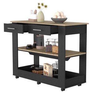 NicBex 2 Drawer Rolling Kitchen Island Cart with 2 Open Shelves and 6 Wheels,Kitchen Island on Wheels with Storage,Island Table for Kitchen - 1 of 4
