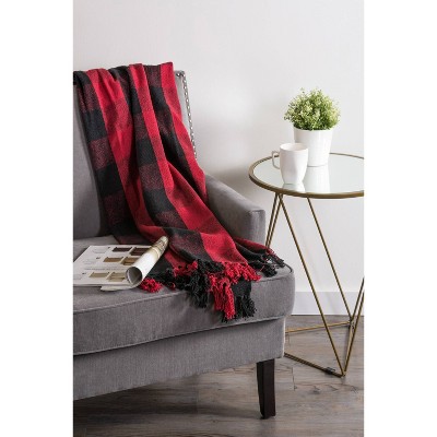 Tango Red and Black Buffalo Check Cotton Throw Blanket