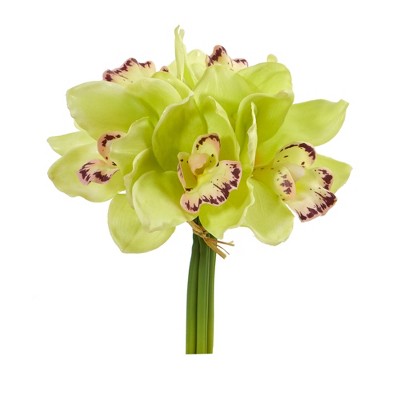 Nearly Natural 9-in Cymbidium Orchid Artificial Flower Bundle (Set of 6 ...
