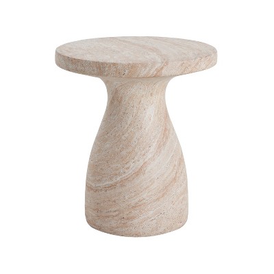 Christopher Knight Home Genesis Outdoor Hourglass Shape Travertine Lightweight Concrete Side Table