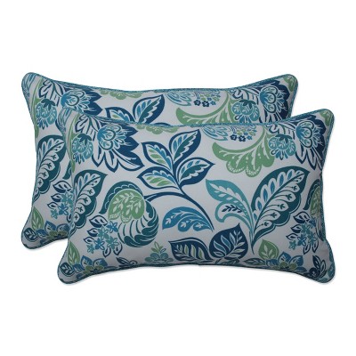 2pc Outdoor/Indoor Rectangular Throw Pillow Set Dailey Opal Blue - Pillow Perfect