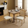 Dining Chairs Set of 2 with Rattan Back and Carved Rubberwood Frame, Linen Upholstery for Kitchen, Living Room, or Restaurant Use - 4 of 4