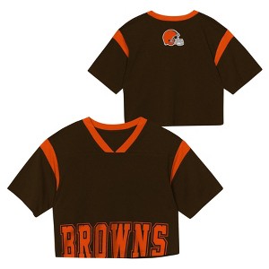 NFL Cleveland Browns Women's Short Sleeve Fashion Crop Jersey - 1 of 3