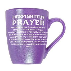 Elanze Designs First Responder Appreciation Coffee Cup Mug 10 Ounce Ceramic With Shimmery Metallic Finish Firefighter's Prayer Passion Purple - 1 of 4