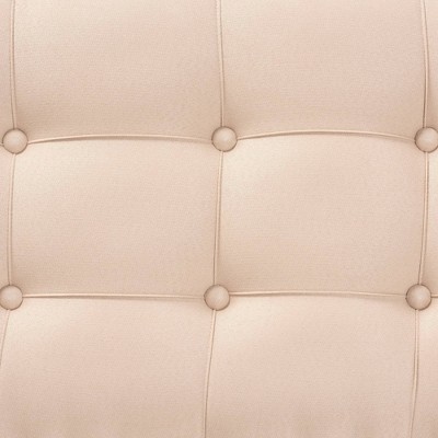 Hedia Silver Finish Mirrored Glass & Beige Velvet Accent Bench